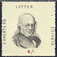 Cinderella - Great Britain 1971 4s label inscribed 'Exporters Letter service' and showing portrait of Rowland Hill, unmounted mint