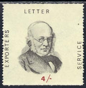 Cinderella - Great Britain 1971 4s label inscribed 'Exporters Letter service' and showing portrait of Rowland Hill, unmounted mint