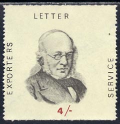 Cinderella - Great Britain 1971 4s label inscribed 'Exporters Letter service' and showing portrait of Rowland Hill, unmounted mint