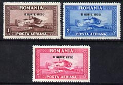 Rumania 1930 Air set of 3 opt'd for Ascession unmounted mint, SG 1147-49