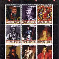 Afghanistan 1999 Millennium - Leaders of the 11th to 19th Centuries perf sheetlet containing 9 values unmounted mint