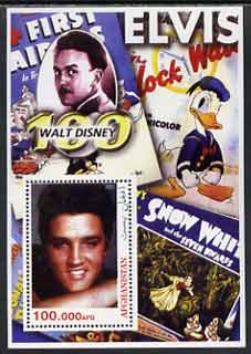 Afghanistan 2003 Walt Disney & Elvis #1 perf souvenir sheet unmounted mint