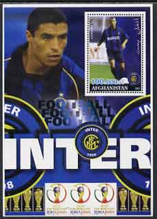 Afghanistan 2001 Football #3 (Inter Milan - Cordoba) perf souvenir sheet unmounted mint