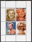 Afghanistan 2000 Marilyn Monroe perf sheetlet containing set of 4 values unmounted mint