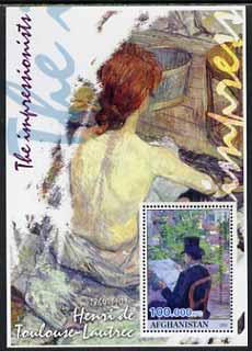 Afghanistan 2001 The Impressionists - Toulouse-Lautrec #1 perf souvenir sheet unmounted mint