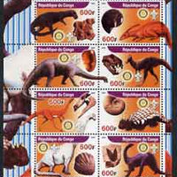 Congo 2004 Dinosaurs & Fossils #2 perf sheetlet containing 8 values (each with Rotary & Scout Logos) unmounted mint