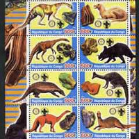Congo 2004 Dinosaurs & Minerals #1 perf sheetlet containing 8 values (each with Rotary & Scout Logos) unmounted mint