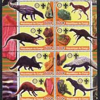 Congo 2004 Dinosaurs & Minerals #2 perf sheetlet containing 8 values (each with Rotary & Scout Logos) unmounted mint