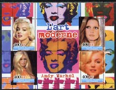 Comoro Islands 2004 Actresses with Andy Warhol Art in background perf sheetlet containing 4 values unmounted mint