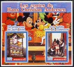 Mali 2005 The Tales of Hans Christian Andersen #1 (Disney Characters in background) perf sheetlet containing 2 values unmounted mint
