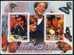 Congo 2001 In Memoriam #1 (Princess Di, Roberto Clemente & Elvis) perf sheetlet containing 2 values unmounted mint