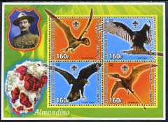 Djibouti 2005 Pre-historic Life #1 (Birds & Minerals) perf sheetlet containing 4 values each with Scout Logo, unmounted mint