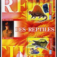 Mali 2005 Prehistoric Reptiles & Minerals perf sheetlet containing 2 values with Baden Powell in background, unmounted mint