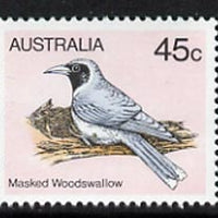 Australia 1980-82 Masked Wood Swallow 45c (P14) from 2nd Birds def set, unmounted mint, SG 737a*