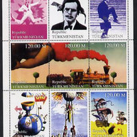 Turkmenistan 2000 Monty Python perf sheetlet containing 9 values unmounted mint. Note this item is privately produced and is offered purely on its thematic appeal