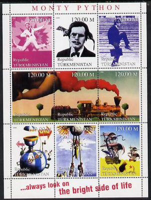 Turkmenistan 2000 Monty Python perf sheetlet containing 9 values unmounted mint. Note this item is privately produced and is offered purely on its thematic appeal