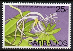 Barbados 1975-79 Eyelash Orchid 25c unmounted mint SG 518