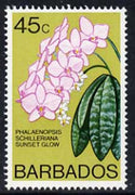 Barbados 1975-79 Sunset Glow Orchid 45c unmounted mint SG 519