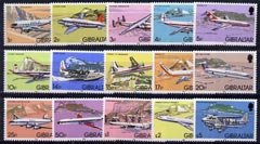 Gibraltar 1982 Aircraft definitive set complete 1p to £5 unmounted mint, SG 460-74