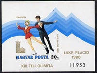 Hungary 1980 Lake Placid Olympic Games imperf m/sheet unmounted mint, Mi BL 140B