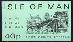 Isle of Man 1974 Monk's Bridge 40p Sachet Booklet (green cover) complete and pristine, similar to SG SB6