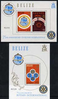 Belize 1981 75th Anniversary or Rotary International, the two m/sheets one unmounted mint, the other with very slight disturbed gum, SG MS 613