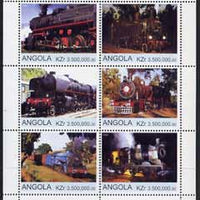 Angola 2000 Steam Locos #06 perf sheetlet containing set of 6 unmounted mint