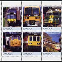 Angola 2000 Modern Trains #06 perf sheetlet containing set of 6 unmounted mint