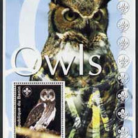 Benin 2003 Owls perf m/sheet with Scout Logo unmounted mint