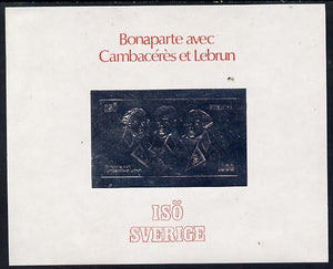 Iso - Sweden 19?? Napoleon with Cambacéres & Lebrun 1000 value embossed in SILVER on card with inscription in red
