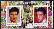 Benin 2002 Birth Centenary of Walt Disney featuring Elvis Presley imperf m/sheet containing 2 values unmounted mint