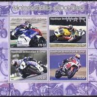 Congo 2005 Japanese Motorcycles #02 (Racing Bikes) perf sheetlet containing set of 4 unmounted mint
