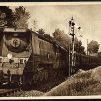 Postcard by Ian Allan - SR up Atlantic Coast Express headed by Merchant Navy Class 4-6-2 No.21C2 Union Castle, sepia, unused and in good condition
