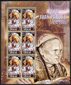 Sahara Republic 2005 Pope John Paul II #02 perf sheetlet containing 6 values unmounted mint