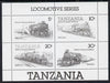 Tanzania 1985 Locomotives perforated proof m/sheet in black only (as SG MS 434) unmounted mint