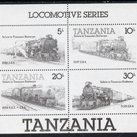 Tanzania 1985 Locomotives perforated proof m/sheet in black only (as SG MS 434) unmounted mint