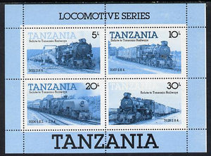 Tanzania 1985 Locomotives perforated proof m/sheet in blue & black only unmounted mint (as SG MS 434)