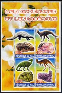 Mali 2005 Dinosaurs & Minerals perf sheetlet containing set of 4 values unmounted mint