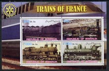 Somalia 2002 Trains of France #1 perf sheetlet containing 4 values with Rotary Logo, unmounted mint