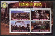 Somalia 2002 Trains of India #2 perf sheetlet containing 4 values with Rotary Logo, unmounted mint