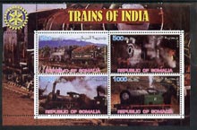 Somalia 2002 Trains of India #2 perf sheetlet containing 4 values with Rotary Logo, unmounted mint