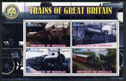 Somalia 2002 Trains of Great Britain #1 perf sheetlet containing 4 values with Rotary Logo, unmounted mint
