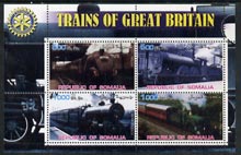Somalia 2002 Trains of Great Britain #1 perf sheetlet containing 4 values with Rotary Logo, unmounted mint