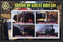 Somalia 2002 Trains of Great Britain #3 perf sheetlet containing 4 values with Rotary Logo, unmounted mint