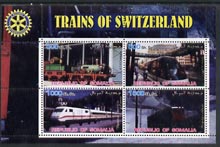 Somalia 2002 Trains of Switzerland perf sheetlet containing 4 values with Rotary Logo, unmounted mint