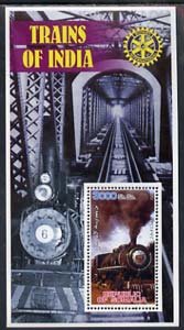 Somalia 2002 Trains of India #2 (2-6-4 Class) perf s/sheet with Rotary Logo in background, unmounted mint