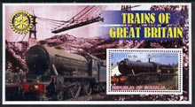 Somalia 2002 Trains of Great Britain #1 (2-6-0 Class) perf s/sheet with Rotary Logo in background, unmounted mint