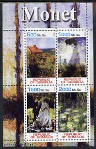 Somalia 2002 Monet Paintings perf sheetlet containing 4 values, unmounted mint