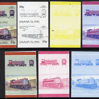 Davaar Island 1983 Locomotives #2 Gulf, Mobile & Ohio Class S-1 loco 24p set of 7 se-tenant progressive proof pairs comprising the 4 individual colours and 2, 3 and all 4 colour composites (7 proof pairs) unmounted mint*