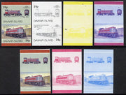 Davaar Island 1983 Locomotives #2 Gulf, Mobile & Ohio Class S-1 loco 24p set of 7 se-tenant progressive proof pairs comprising the 4 individual colours and 2, 3 and all 4 colour composites (7 proof pairs) unmounted mint*